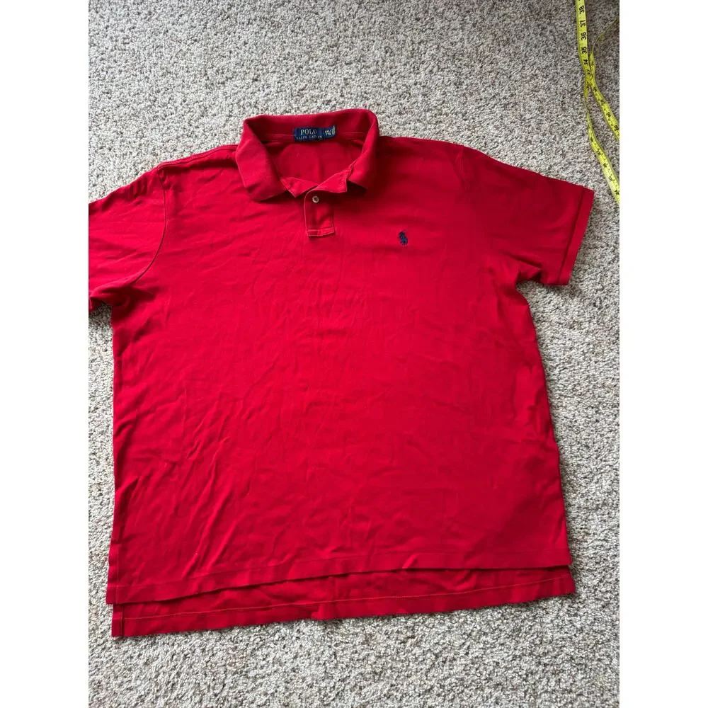 Polo Ralph Lauren Polo Shirt Mens XXL Red Cotton Short Sleeve Blue Pony Logo